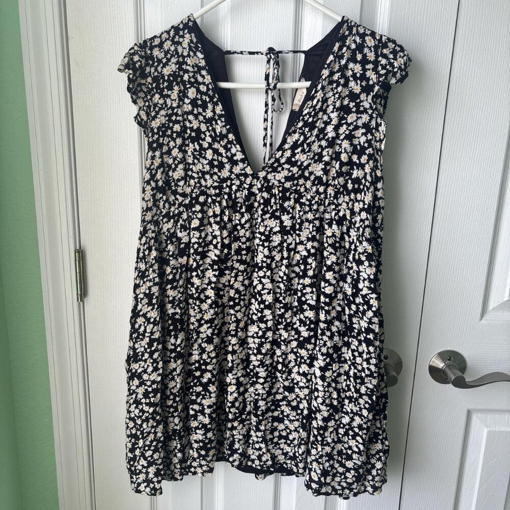 Altar'd State 90's Floral Babydoll Dress Womens M Black and White Y2K